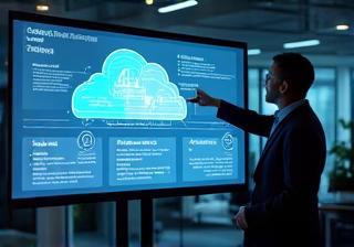 Consultant presenting cloud architecture on screen