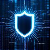 Cybersecurity shield on digital background