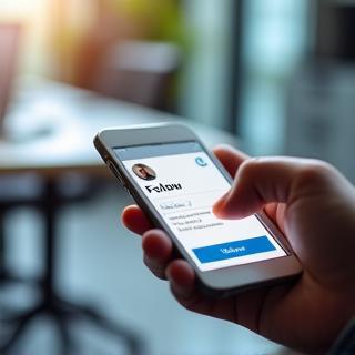 LinkedIn profile being followed on a phone